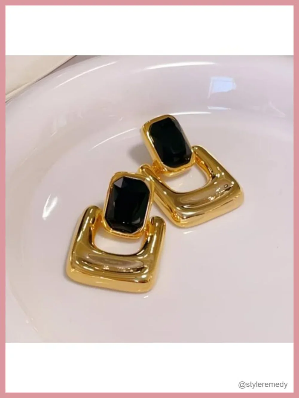 Chunky Gold Dangle Earrings Geometric Square Drop Statement Jewelry